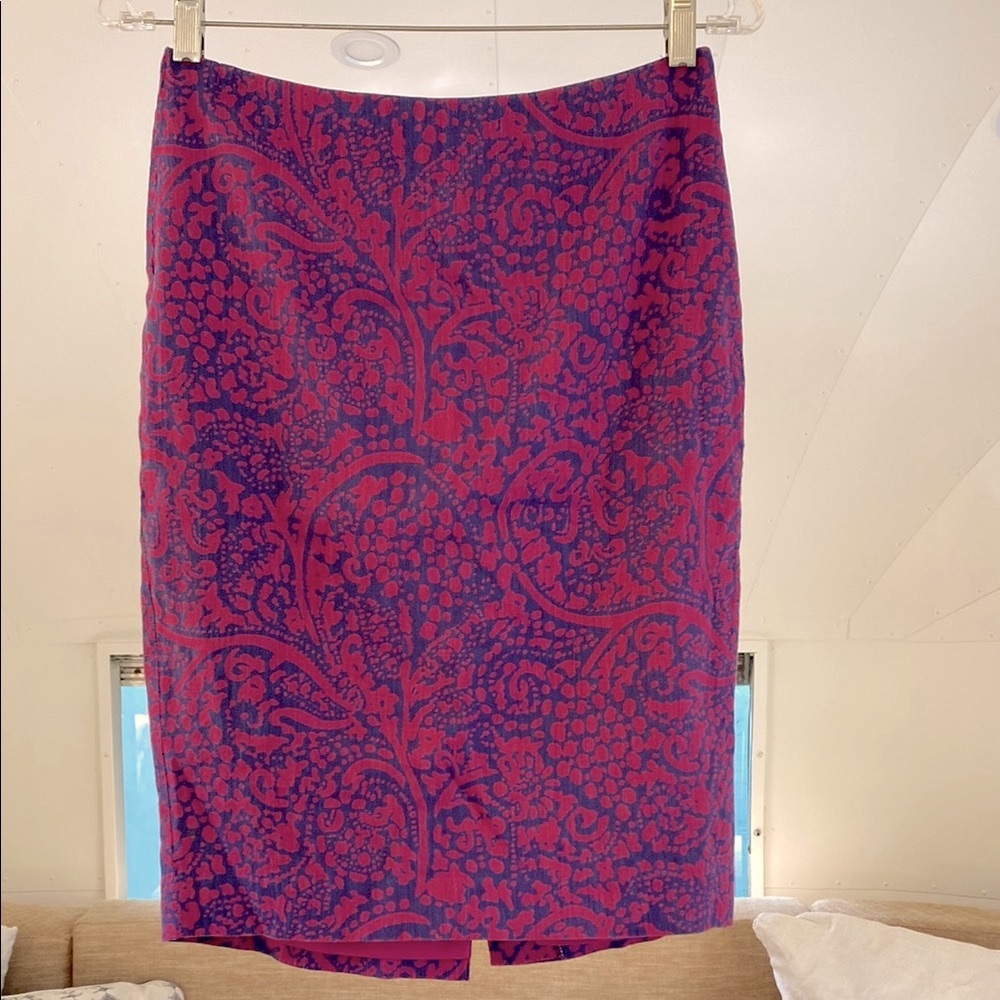 Ann Taylor Batik Print Linen Skirt